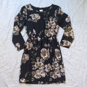 J. Crew Black Floral Long Sleeve Dress